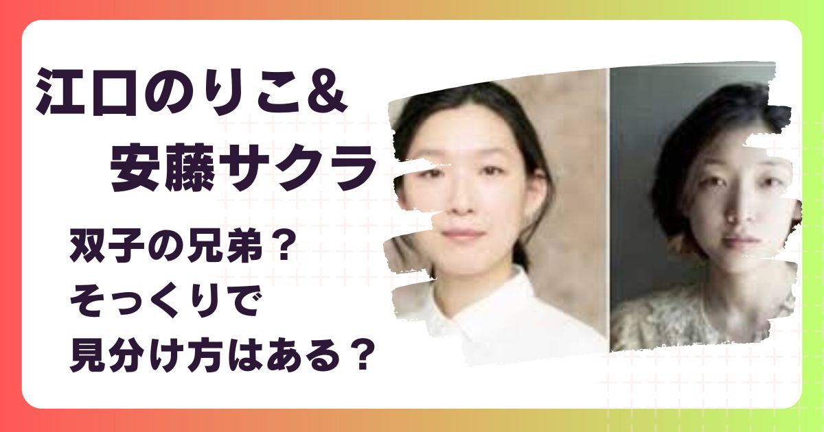 【画像】江口のりこと安藤サクラは双子の兄弟？そっくりで見分け方はある？